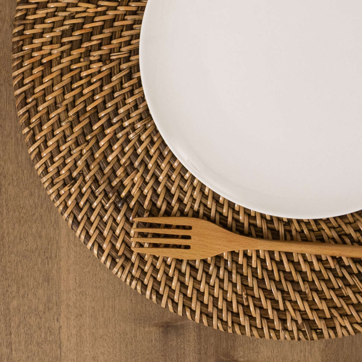 ランチョンマット ラタン プレイスマット ラウンド 円形 ( ジックザック おしゃれ 大きめ ランチマット プレースマット 藤 手編み 天然素材 ナチュラル インテリア 丸 36cm テーブルウェア ティーマット ) 【BROWN】 BROWN