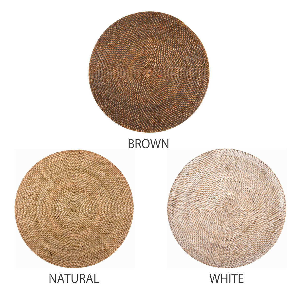ランチョンマット ラタン プレイスマット ラウンド 円形 ( ジックザック おしゃれ 大きめ ランチマット プレースマット 藤 手編み 天然素材 ナチュラル インテリア 丸 36cm テーブルウェア ティーマット ) 【BROWN】 BROWN