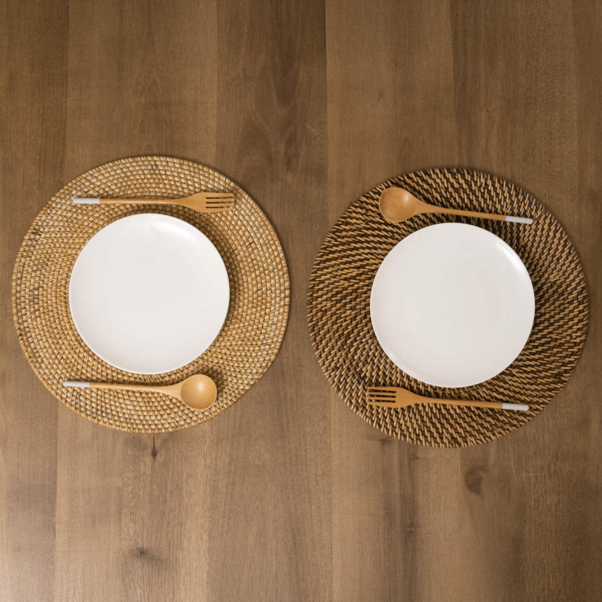 ランチョンマット ラタン プレイスマット ラウンド 円形 ( ジックザック おしゃれ 大きめ ランチマット プレースマット 藤 手編み 天然素材 ナチュラル インテリア 丸 36cm テーブルウェア ティーマット ) 【BROWN】 BROWN