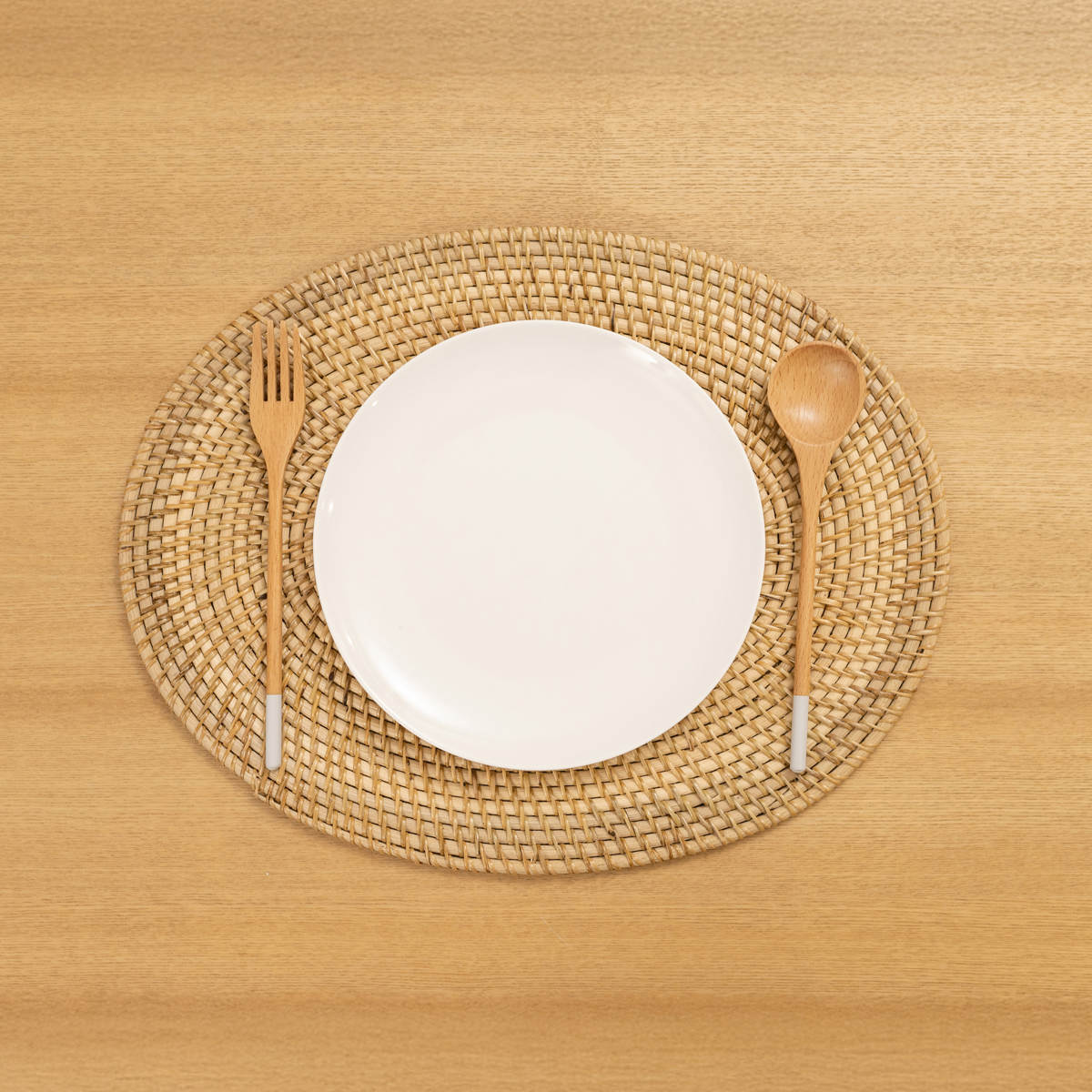ランチョンマット 4枚セット ラタン プレイスマット オーバル 楕円形 ( ティセコ おしゃれ 大きめ ランチマット プレースマット 藤 手編み 天然素材 ナチュラル インテリア 40×30cm テーブルウェア ティーマット ) 【BROWN】 BROWN