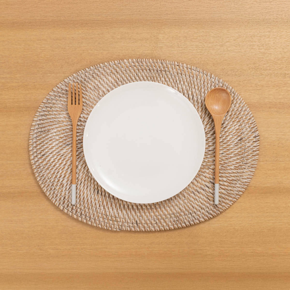 ランチョンマット 4枚セット ラタン プレイスマット オーバル 楕円形 ( ティセコ おしゃれ 大きめ ランチマット プレースマット 藤 手編み 天然素材 ナチュラル インテリア 40×30cm テーブルウェア ティーマット ) 【BROWN】 BROWN