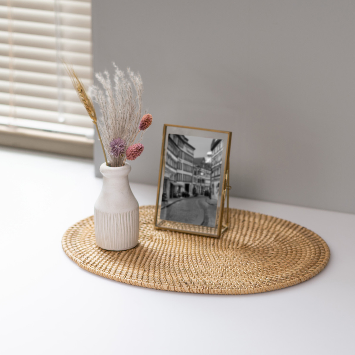 ランチョンマット 4枚セット ラタン プレイスマット オーバル 楕円形 ( ティセコ おしゃれ 大きめ ランチマット プレースマット 藤 手編み 天然素材 ナチュラル インテリア 40×30cm テーブルウェア ティーマット ) 【BROWN】 BROWN