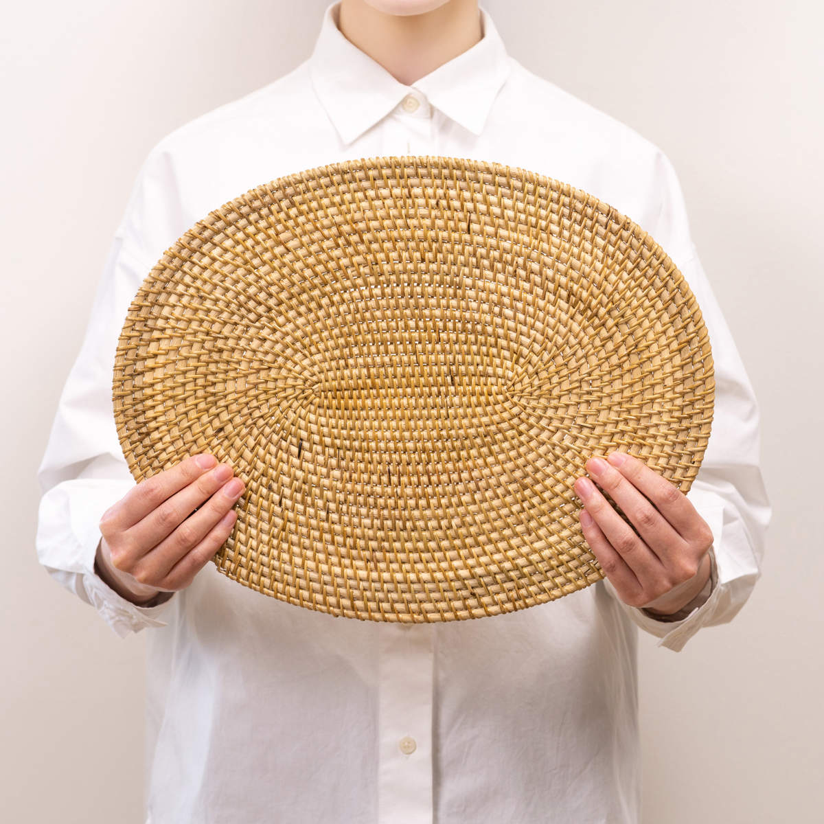 ランチョンマット 4枚セット ラタン プレイスマット オーバル 楕円形 ( ティセコ おしゃれ 大きめ ランチマット プレースマット 藤 手編み 天然素材 ナチュラル インテリア 40×30cm テーブルウェア ティーマット ) 【BROWN】 BROWN