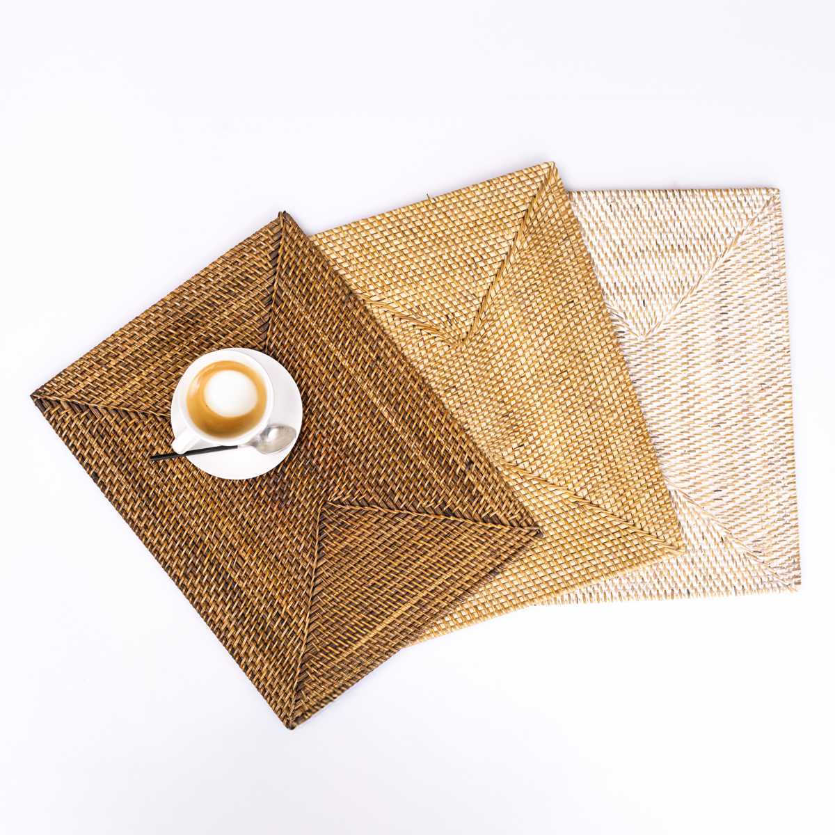ランチョンマット ラタン プレイスマット レクタングル 長方形 ( ジックザック おしゃれ 大きめ ランチマット プレースマット 藤 手編み 天然素材 ナチュラル インテリア 40×30cm テーブルウェア ) 【Natural】 Natural