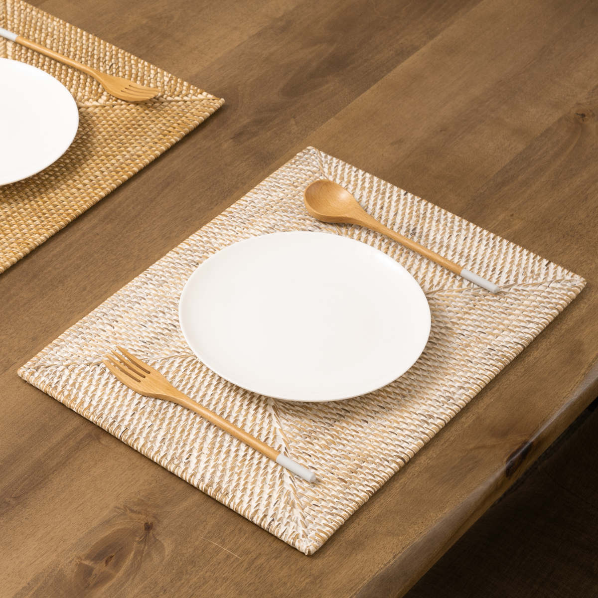 ランチョンマット ラタン プレイスマット レクタングル 長方形 ( ジックザック おしゃれ 大きめ ランチマット プレースマット 藤 手編み 天然素材 ナチュラル インテリア 40×30cm テーブルウェア ) 【Natural】 Natural