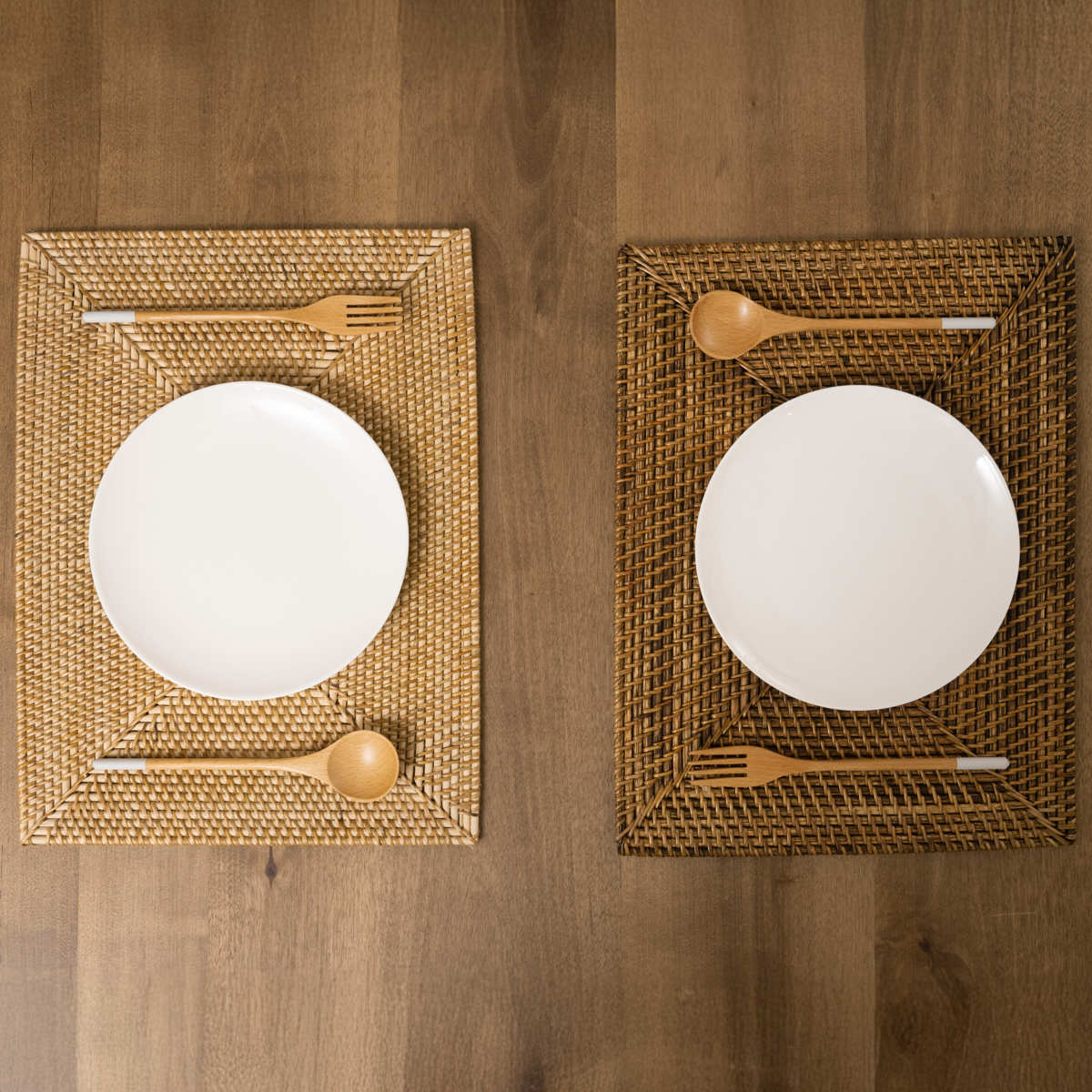 ランチョンマット ラタン プレイスマット レクタングル 長方形 ( ジックザック おしゃれ 大きめ ランチマット プレースマット 藤 手編み 天然素材 ナチュラル インテリア 40×30cm テーブルウェア ) 【Natural】 Natural