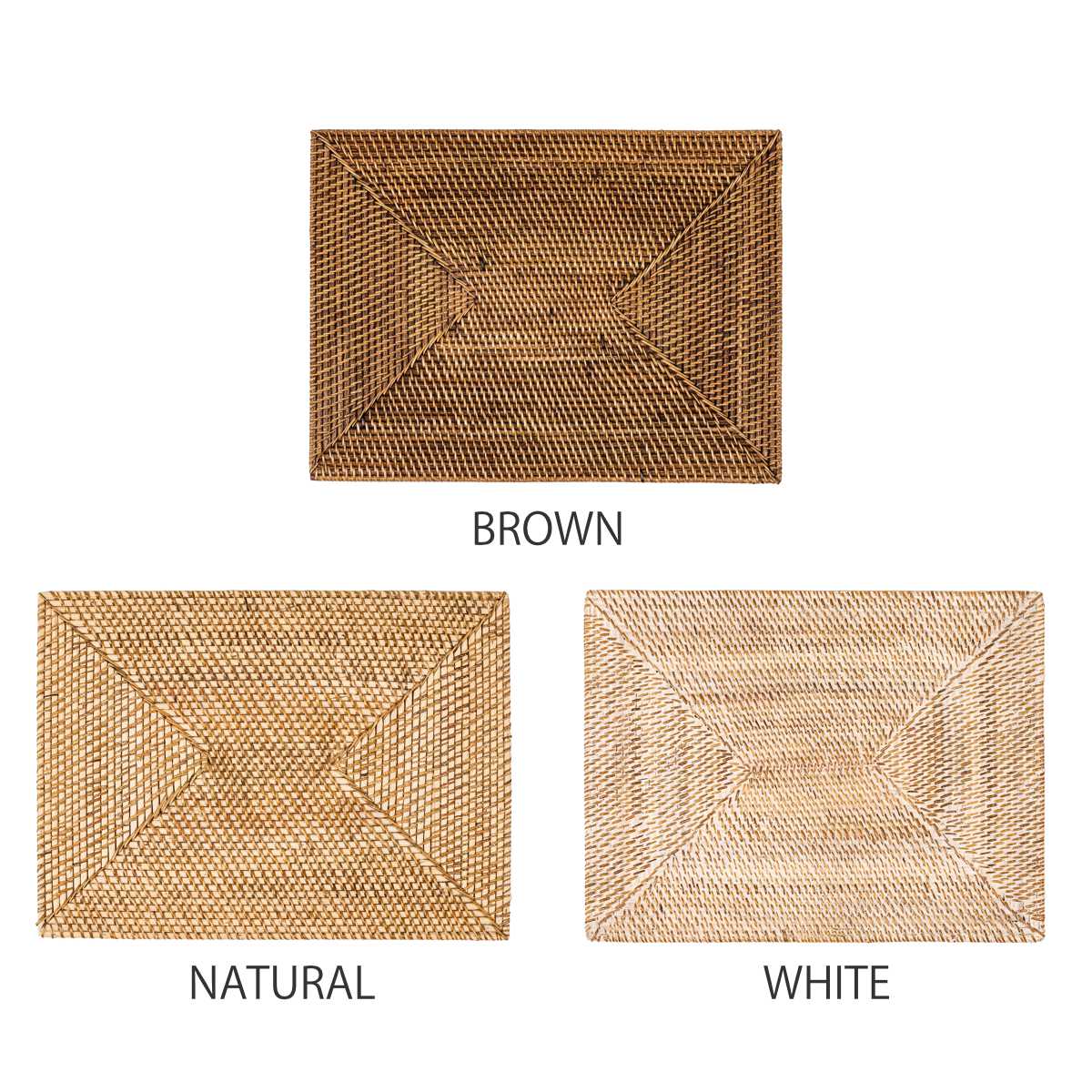 ランチョンマット 4枚セット ラタン プレイスマット レクタングル 長方形 ( ティセコ おしゃれ 大きめ ランチマット プレースマット 藤 手編み 天然素材 ナチュラル インテリア 40×30cm テーブルウェア ) 【WHITE】 WHITE