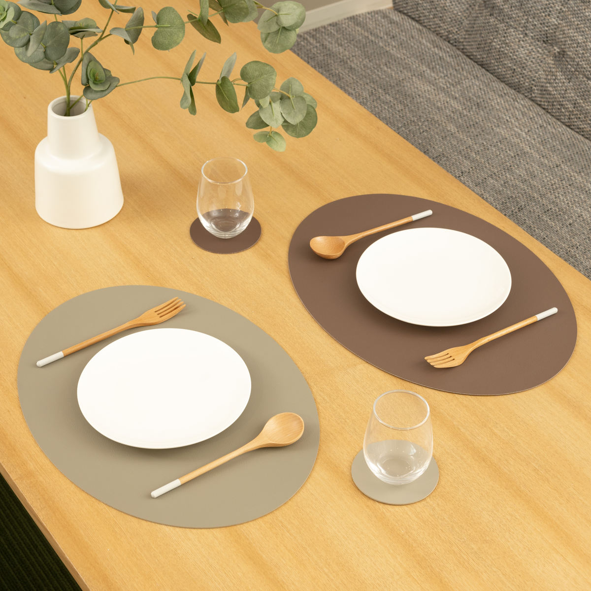 ランチョンマット ziczac トゥーゴー プレイスマット オーバル ( ジックザック フェイクレザー おしゃれ 楕円形 ランチマット プレースマット PVCレザー 47×33cm 丸型 ) 【GREEN】 GREEN