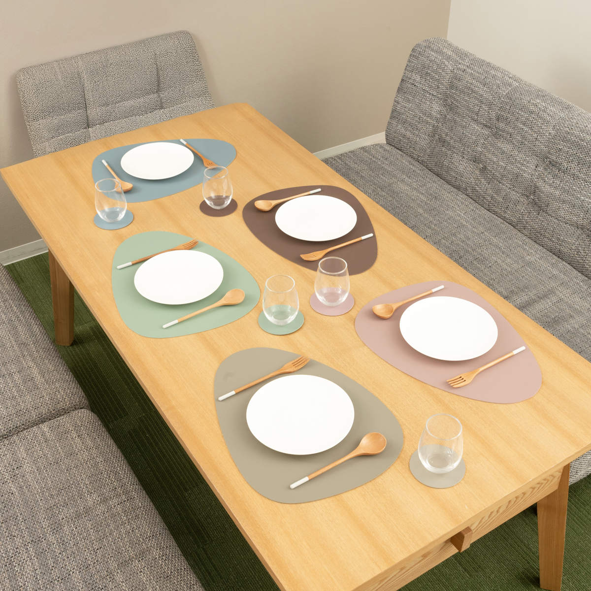 ランチョンマット ziczac トゥーゴー プレイスマット ストーン ( ジックザック フェイクレザー おしゃれ ランチマット プレースマット PVCレザー 43×32cm ) 【GREEN】 GREEN