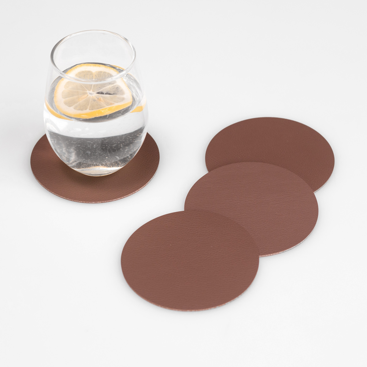 コースター ziczac トゥーゴー 4個セット ( フェイクレザー レザーコースター 茶托 グラスマット コップ受け PVCレザー インテリア ) 【BROWN】 BROWN