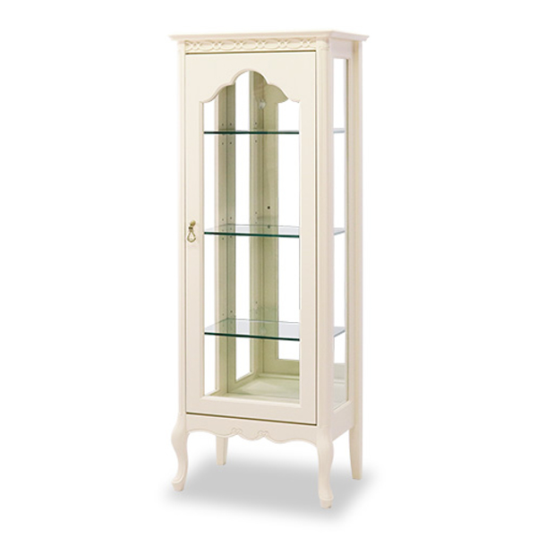 キュリオ ショーケース クラシック調 猫脚 フルール 幅55cm ( 開梱設置 ガラスキャビネット ディスプレイラック 飾り棚 完成品 姫系 キャビネット ラック ガラス ミラー ディスプレイ インテリア 白 ブラウン おしゃれ ) 【ダークブラウン】 ダークブラウン