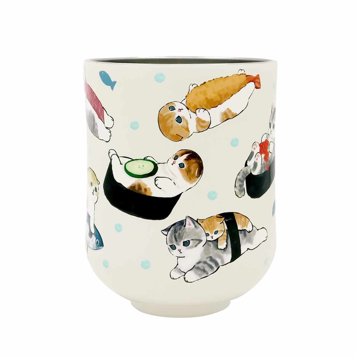 ☆水引と湯呑みニャンコが可愛いお正月猫ちゃんチャーム☆ 湯呑み 300ml mofusand 真空二重 ゆのみ おすし もぎたてにゃん