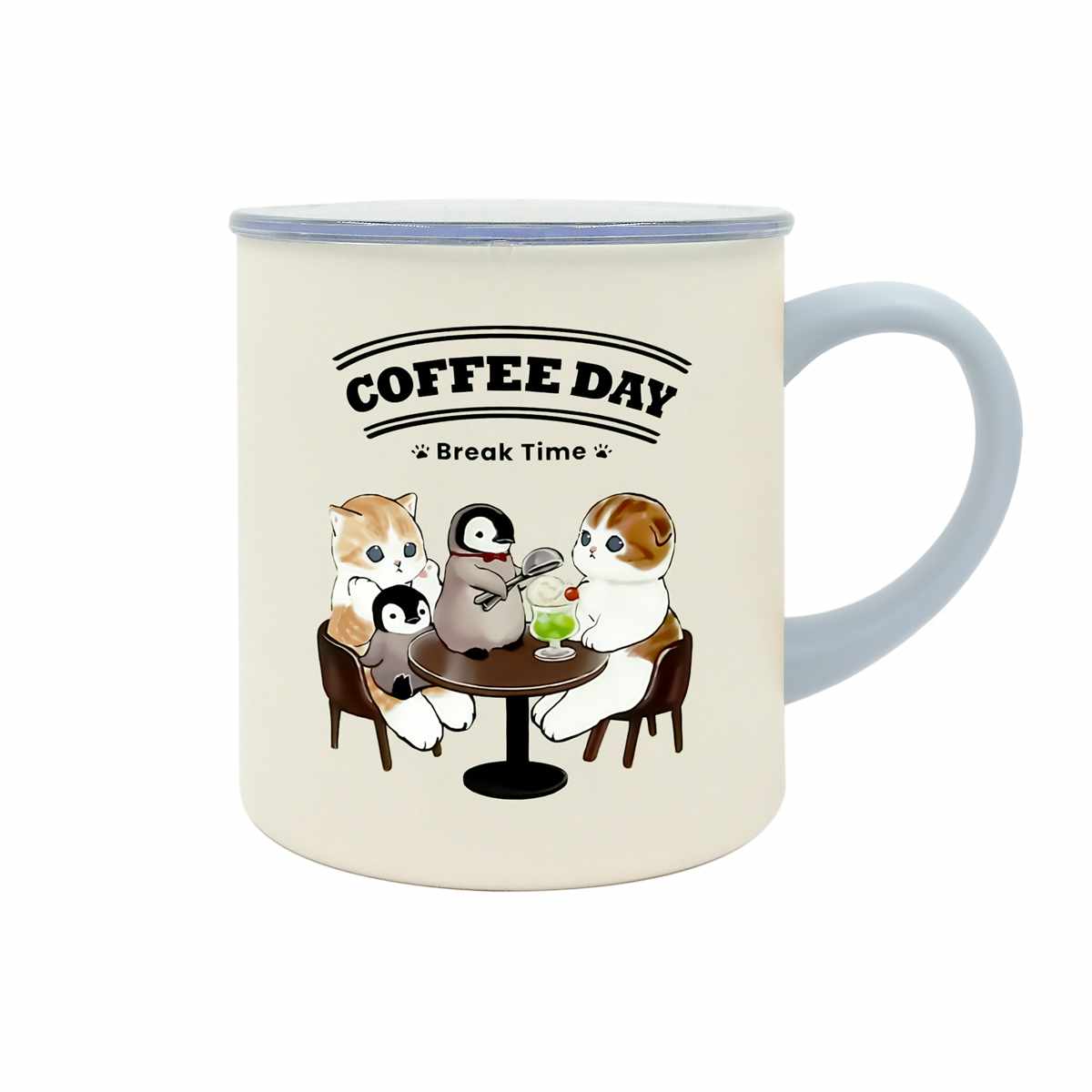 マグカップ 400ml mofusand 蓋付き カフェ バーガー ( モフサンド 保温 保冷 真空二重構造 コップ マグ ステンレス キャラクター かわいい おしゃれ お茶 コーヒー 紅茶 珈琲 オフィス デスクワーク ) 【カフェ】 カフェ