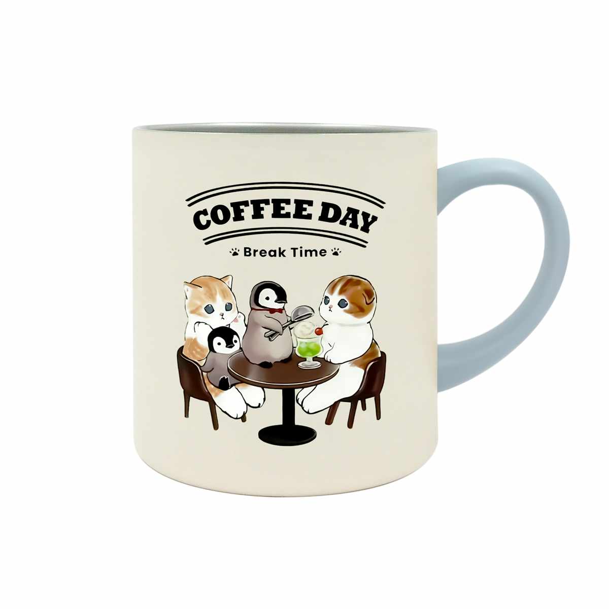 マグカップ 400ml mofusand 蓋付き カフェ バーガー ( モフサンド 保温 保冷 真空二重構造 コップ マグ ステンレス キャラクター かわいい おしゃれ お茶 コーヒー 紅茶 珈琲 オフィス デスクワーク ) 【カフェ】 カフェ