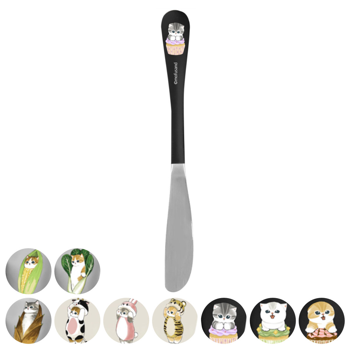 ナイフ mofusand レディースナイフ もぎたてにゃん （ モフサンド カトラリー ステンレス キャラクター かわいい ねこ ネコ 猫 アニマル 動物 テーブルナイフ ミラー仕上げ 食事 メイン料理 ） 【ウシ】