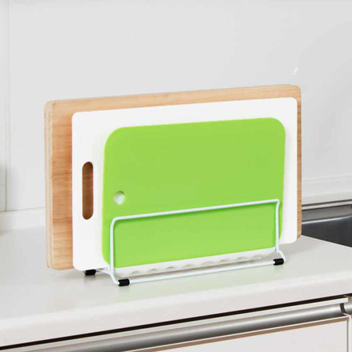 まな板立て まな板スタンド ワイドトレー付 3枚収納 ( まな板ラック カッティングボード まな板シート 収納 スタンド 水受け付き まな板 俎板 立てる コンパクト 乾燥 シンク横 便利 スリム ホワイト )