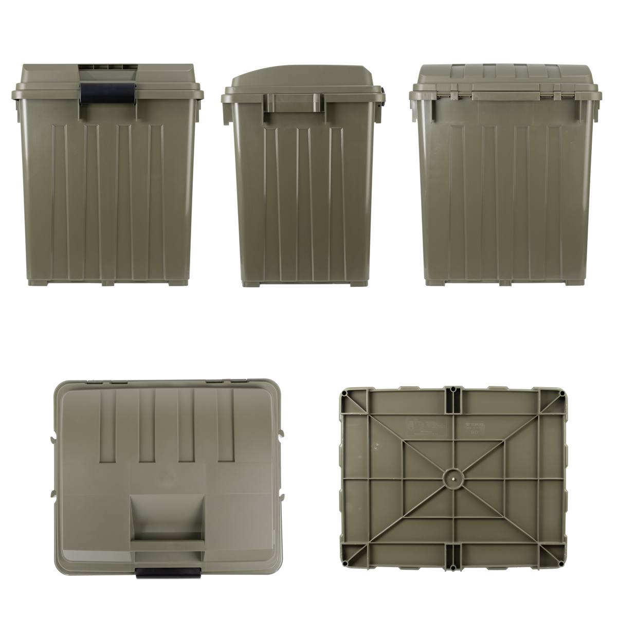 ゴミ箱 90L 屋外兼用 連結ハンドルペール ( ごみ箱 90リットル 屋外 屋内 大容量 連結可能 ハンドル 外用 大きい ふた付き シンプル おしゃれ ハンドルペール 分別 収納庫 灯油缶 収納 玄関 ) 【カーキ】 カーキ