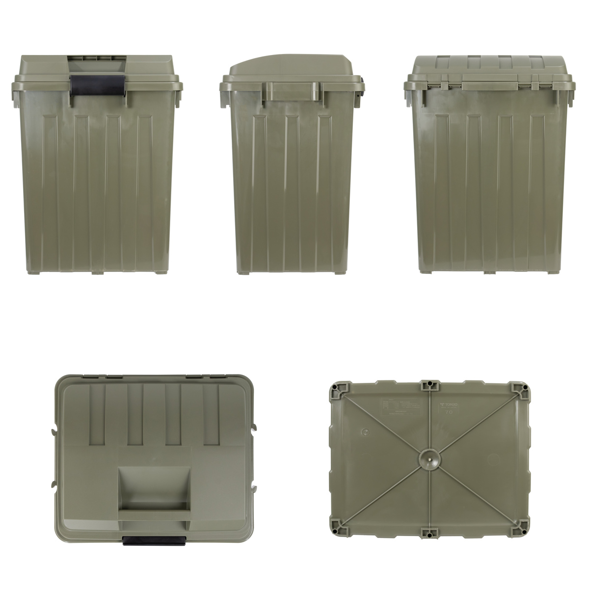 ゴミ箱 70L 屋外兼用 連結ハンドルペール ( ごみ箱 70リットル 屋外 屋内 大容量 連結可能 ハンドル 外用 大きい ふた付き シンプル おしゃれ ハンドルペール 分別 収納庫 ストッカー 収納 玄関 ) 【カーキ】 カーキ