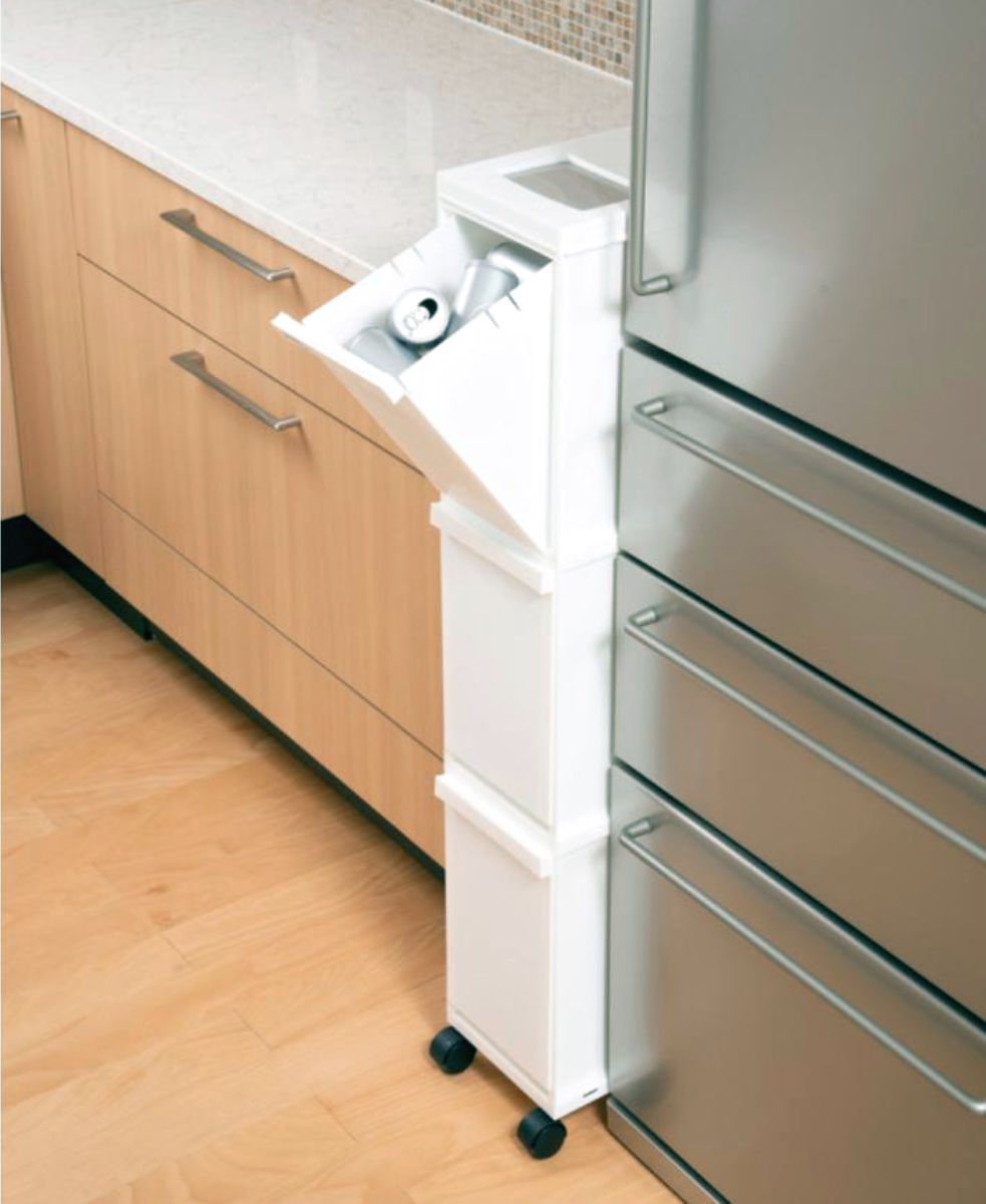 ゴミ箱 分別 30L 3段 ユニード スリムペール ( ごみ箱 ダストボックス 30リットル キッチン ふた付き 3分別 省スペース 大容量 スリム キャスター付き 分別ゴミ箱 縦型 コンパクト プッシュ式 多段 隙間 収納ワゴン キッチン収納 ) 【ブラック】 ブラック