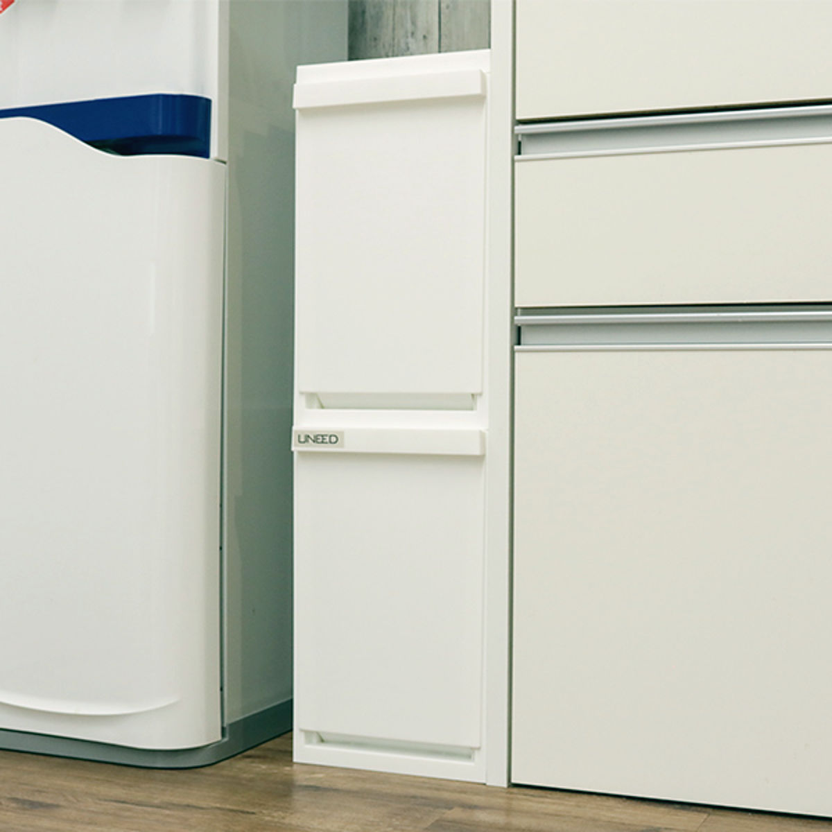 ゴミ箱 分別 20L 2段 ユニード スリムペール ( ごみ箱 ダストボックス 20リットル キッチン ふた付き 2分別 省スペース 大容量 スリム キャスター付き 分別ゴミ箱 縦型 コンパクト プッシュ式 多段 隙間 収納ワゴン キッチン収納 ) 【ブラック】 ブラック