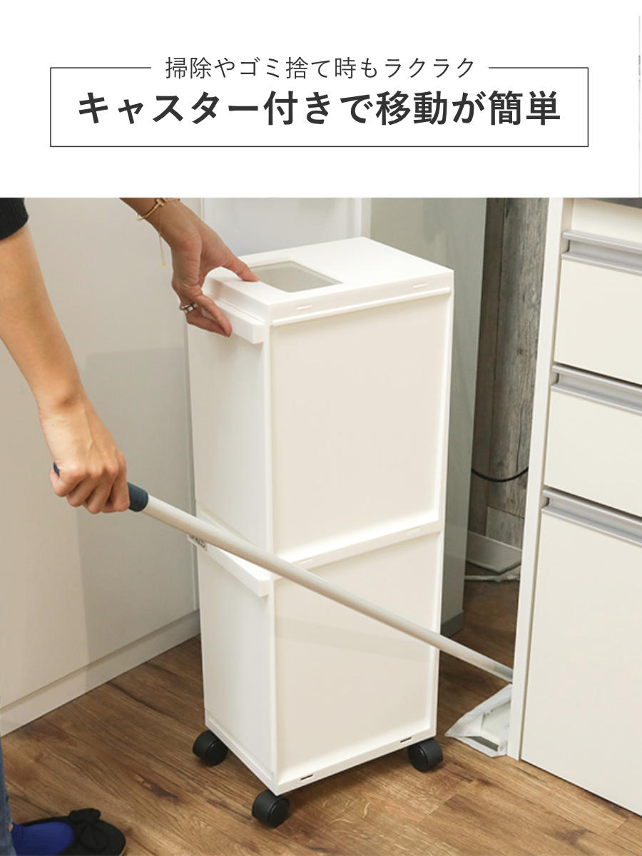 ゴミ箱 分別 20L 2段 ユニード スリムペール ( ごみ箱 ダストボックス 20リットル キッチン ふた付き 2分別 省スペース 大容量 スリム キャスター付き 分別ゴミ箱 縦型 コンパクト プッシュ式 多段 隙間 収納ワゴン キッチン収納 ) 【ブラック】 ブラック