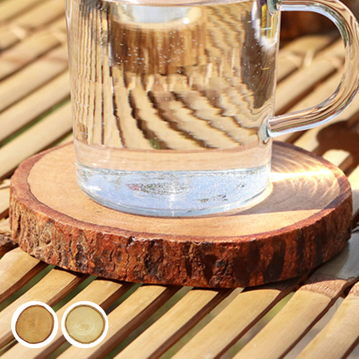 コースター 10cm 木製 マンゴーウッド （ ウッドコースター お茶用品 茶托 茶たく 天然木 インテリア おしゃれ かわいい テーブルウェア