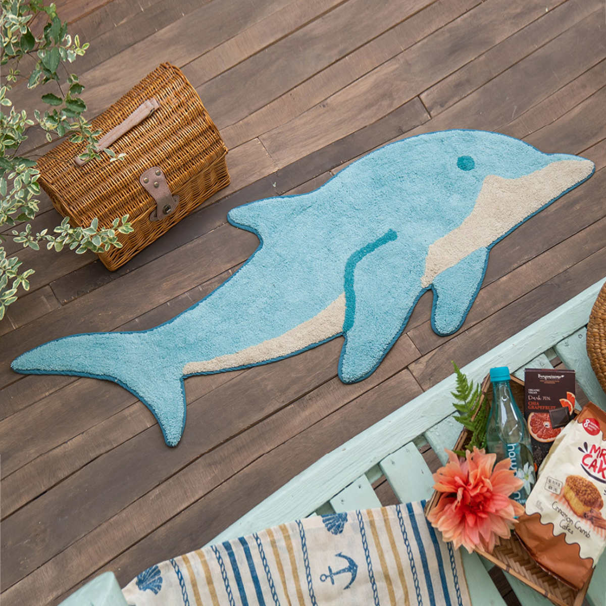 玄関マット 50×120cm 室内 ロング ( 玄関 マット アクセントマット 屋内 洗える 手洗い インド綿 シャチ イルカ クジラ かわいい 海 インテリア 海の生き物 サーフ 水族館 コットン おしゃれ ) 【シャチ】 シャチ