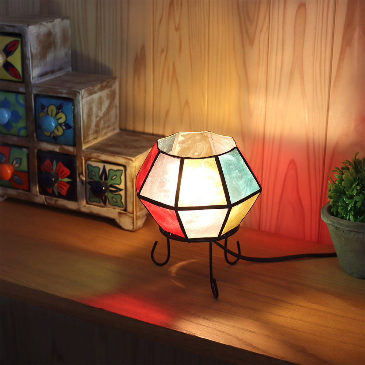 スタンドライト ボール型 カピスロータスランプ 20W ( カピスシェル 照明 卓上 ライト LED シェル E12 照明器具 カスピ貝 アジアンランプ レトロ インテリア LED対応 口金E12 電球付き おしゃれ コンセント式 )