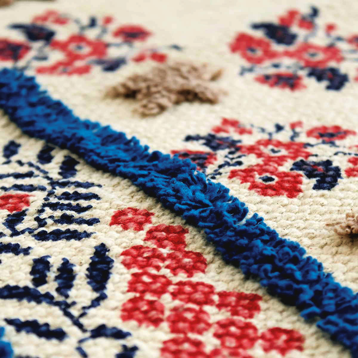 玄関マット プリント&タフトマット 40×60 屋内 ( 室内 猫 玄関 マット 花柄 ドアマット 綿 フリンジ付き 幅60cm タフティング アラベスク柄 ウェルカムマット おしゃれ インテリア ) 【ニャーベスク】 ニャーベスク