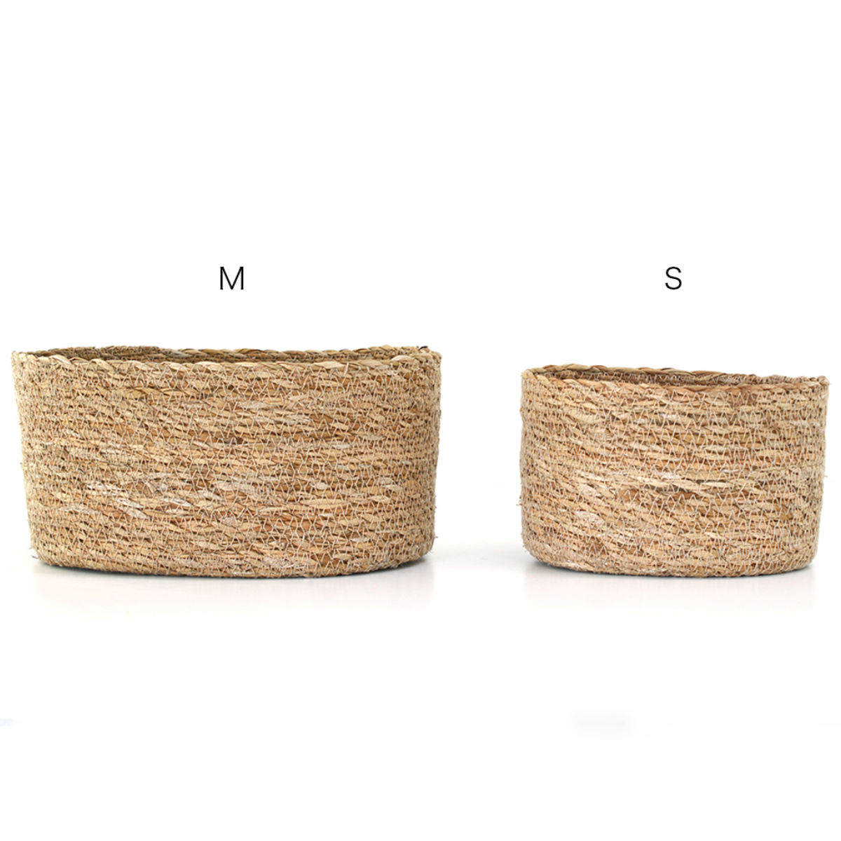 かご バスケット ナチュラルシーグラス オーバル S ( カゴ 収納 小物収納 シーグラス ハンドメイド 籠 小物ケース 収納バスケット 水草 ナチュラル 手編み 手作り )