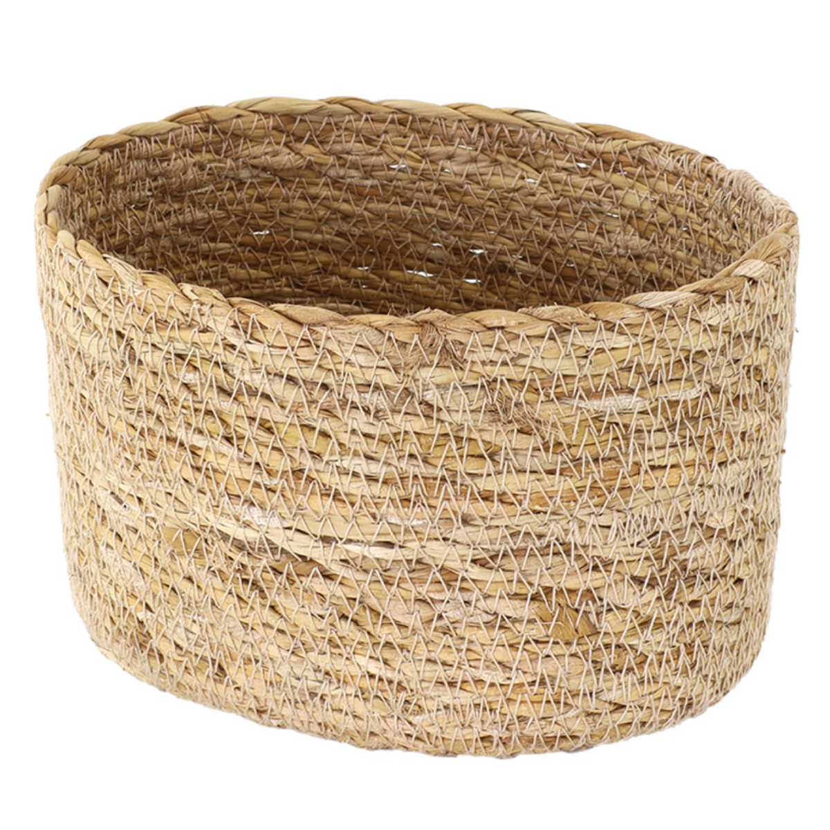 かご バスケット ナチュラルシーグラス オーバル S ( カゴ 収納 小物収納 シーグラス ハンドメイド 籠 小物ケース 収納バスケット 水草 ナチュラル 手編み 手作り )