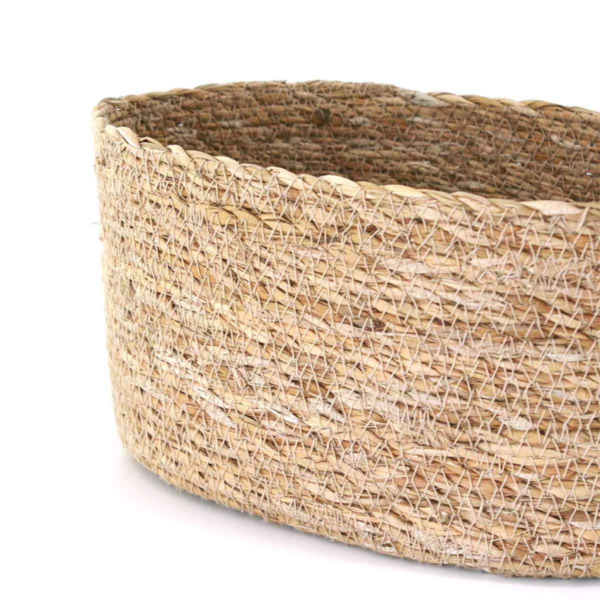 かご バスケット ナチュラルシーグラス オーバル M ( カゴ 収納 小物収納 シーグラス ハンドメイド 籠 小物ケース 収納バスケット 水草 ナチュラル 手編み 手作り )