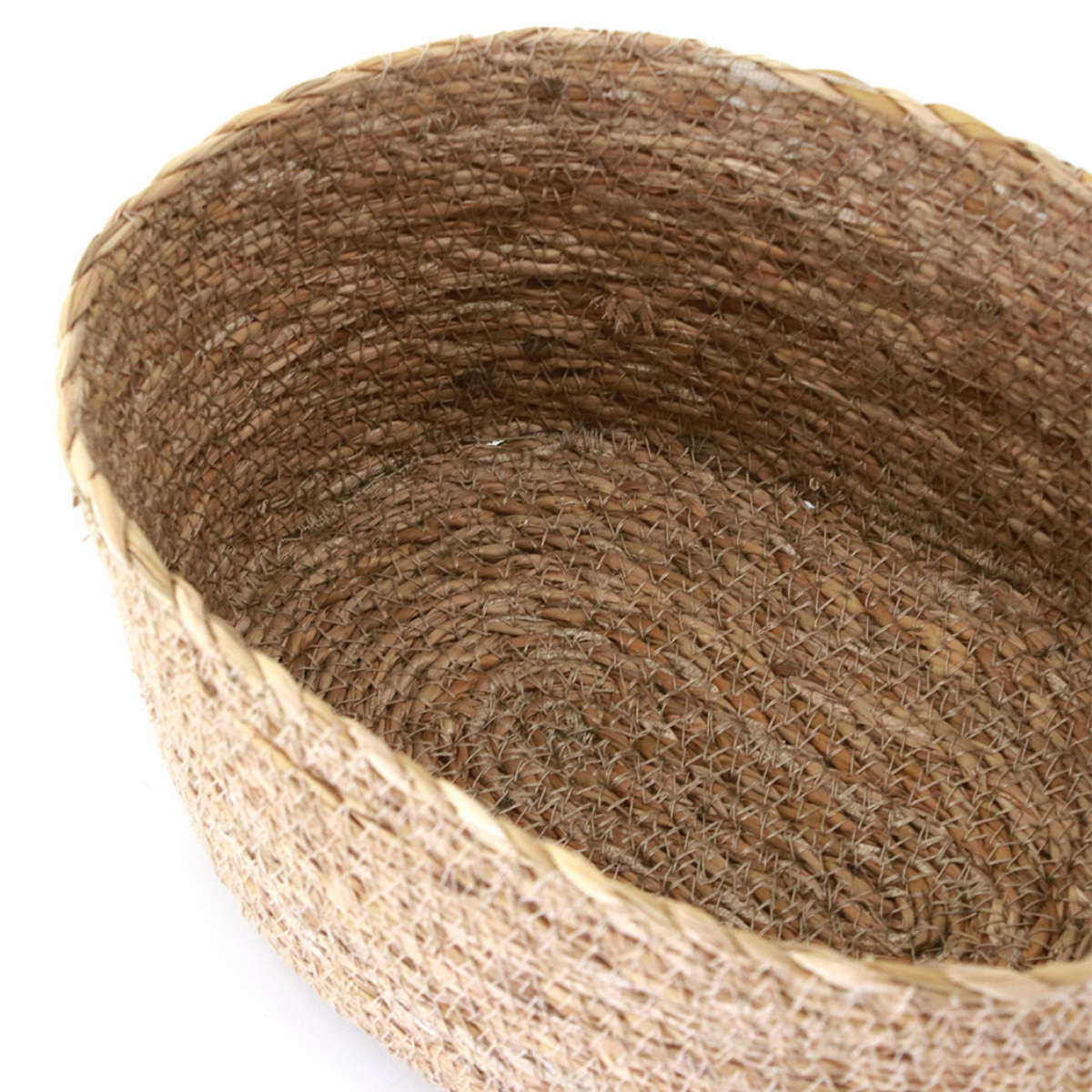 かご バスケット ナチュラルシーグラス オーバル M ( カゴ 収納 小物収納 シーグラス ハンドメイド 籠 小物ケース 収納バスケット 水草 ナチュラル 手編み 手作り )