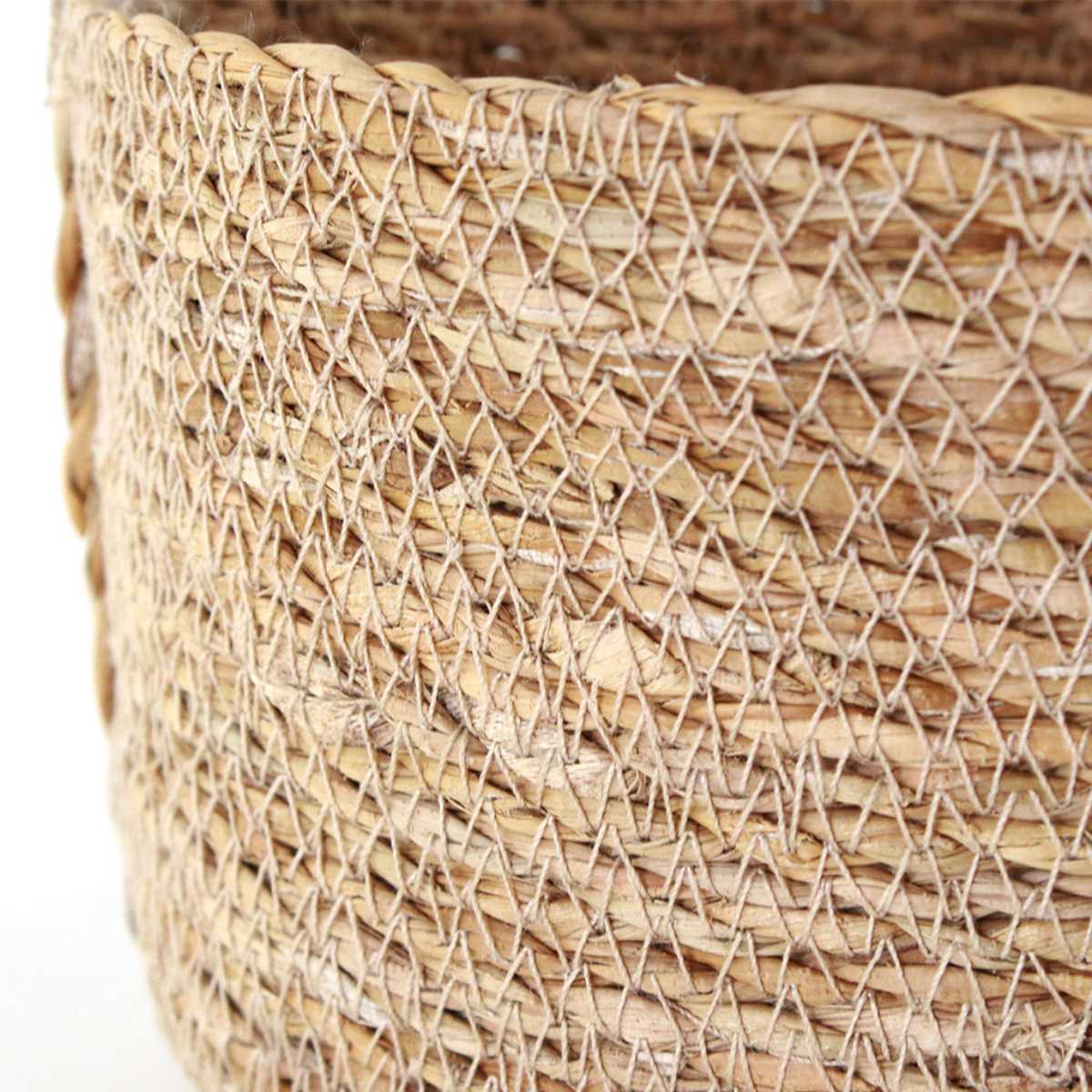 かご ハンドルバスケット ナチュラルシーグラス オーバル S 持ち手付き ( カゴ 収納 小物収納 シーグラス ハンドメイド 籠 小物ケース 収納バスケット 水草 ナチュラル 手編み 手作り 吊り下げ )