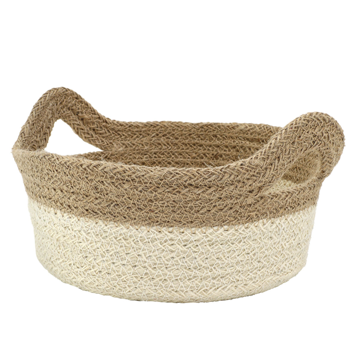 かご コニカルジュートトレイ ハンドル付き 小物入れ ( バスケット カゴ 収納 小物収納 ジュート ハンドメイド 籠 小物ケース トレー トレイ 収納バスケット 持ち手付き 麻 ナチュラル ) 【ブラック】 ブラック