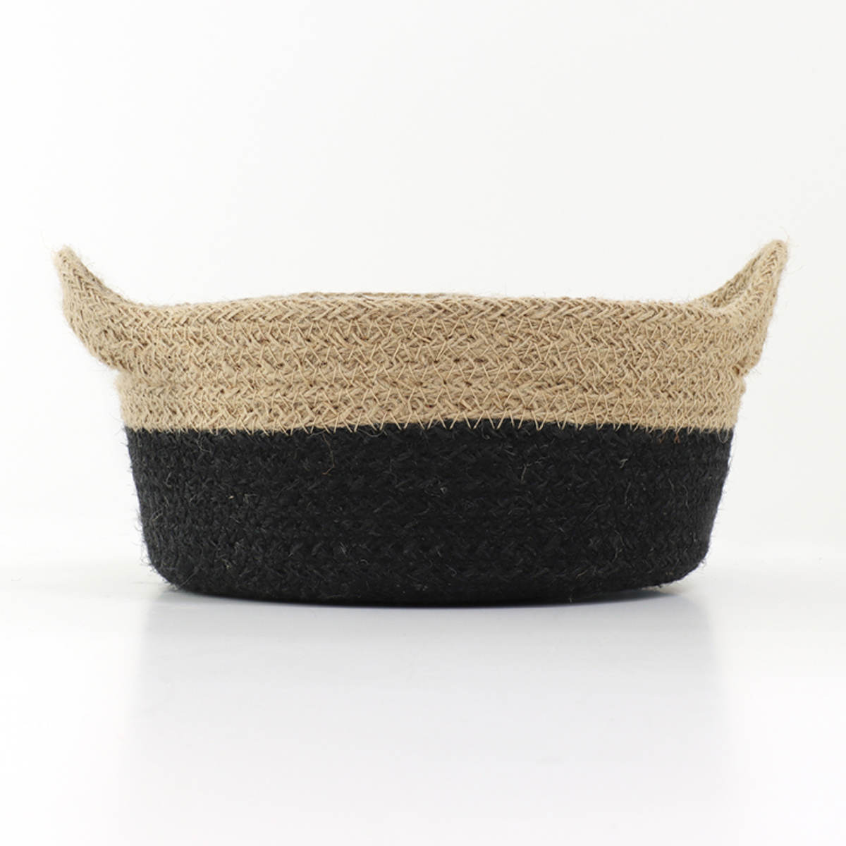 かご コニカルジュートトレイ ハンドル付き 小物入れ ( バスケット カゴ 収納 小物収納 ジュート ハンドメイド 籠 小物ケース トレー トレイ 収納バスケット 持ち手付き 麻 ナチュラル ) 【ブラック】 ブラック