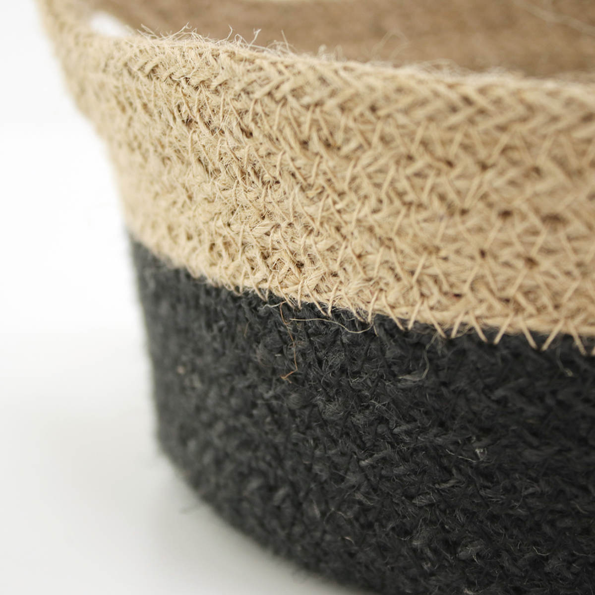 かご コニカルジュートトレイ ハンドル付き 小物入れ ( バスケット カゴ 収納 小物収納 ジュート ハンドメイド 籠 小物ケース トレー トレイ 収納バスケット 持ち手付き 麻 ナチュラル ) 【ブラック】 ブラック