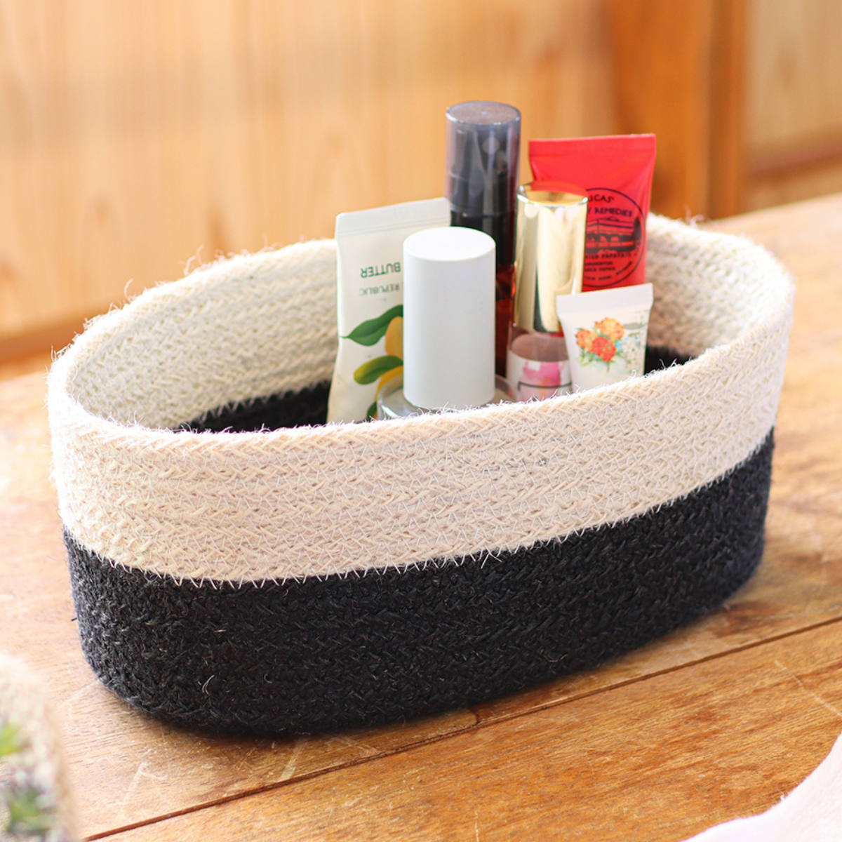 かご オーバルジュートバスケット 小物入れ （ バスケット カゴ 収納 小物収納 ジュート ハンドメイド 籠 小物ケース トレー トレイ 収納バスケット 麻 ナチュラル 手編み 手作り ）