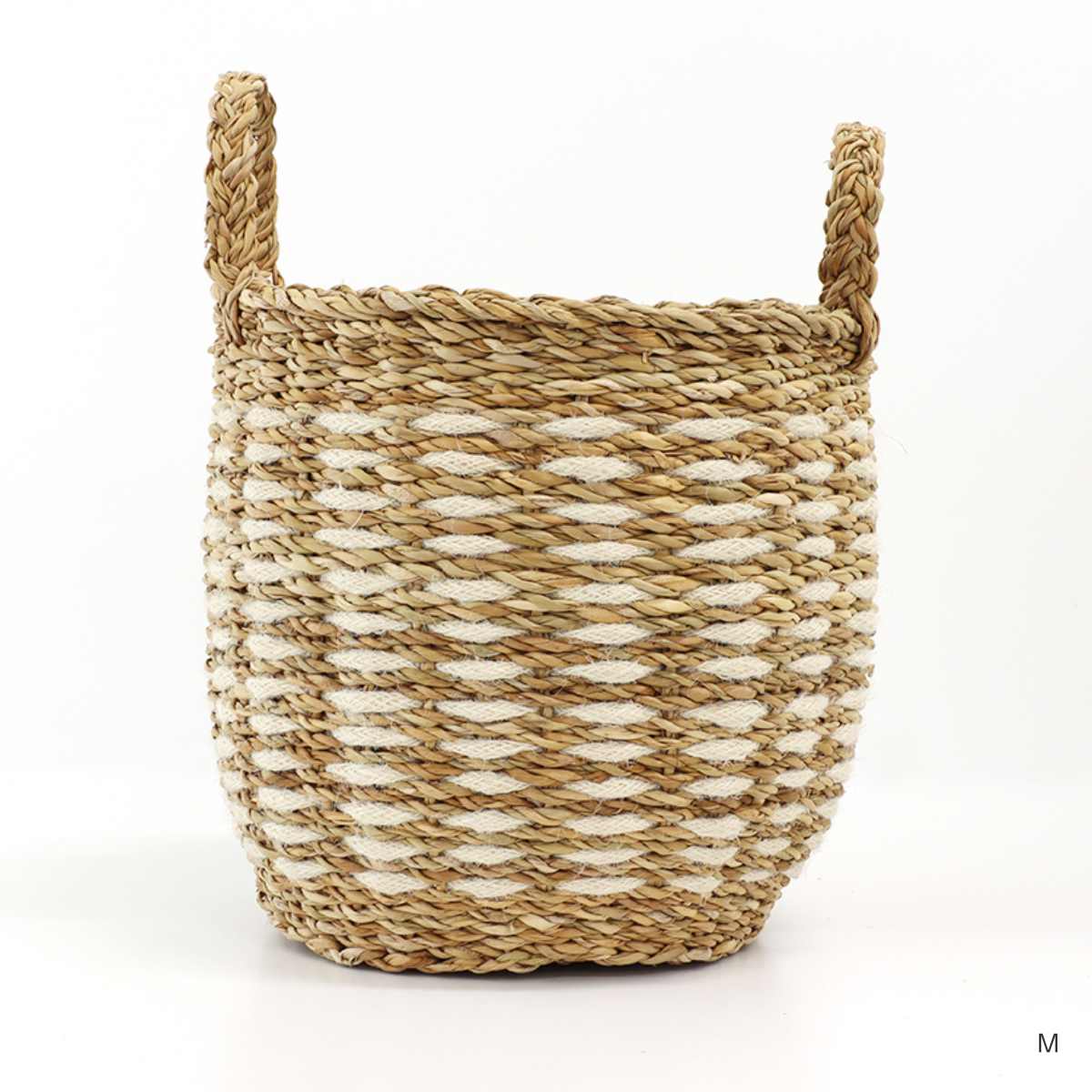 かごバッグ Uシェイプバスケット M L 2個組 持ち手 ( バスケット カゴ 収納 小物収納 ジュート シーグラス ハンドメイド 籠 小物ケース 収納バスケット 麻 水草 ナチュラル 手編み 手作り )