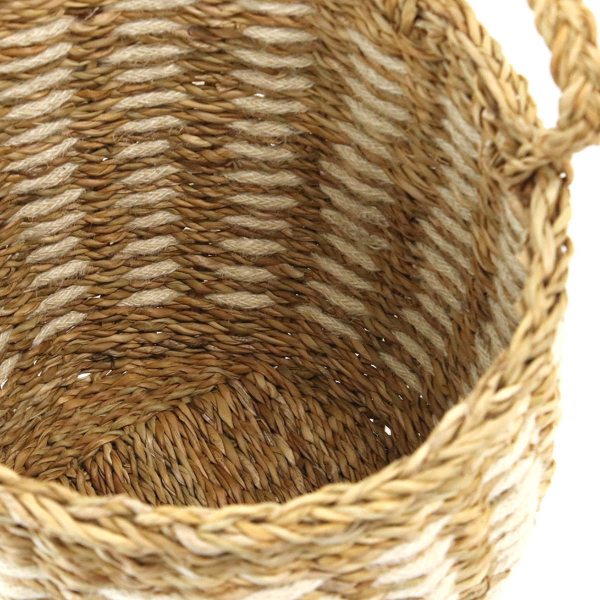 かごバッグ Uシェイプバスケット M L 2個組 持ち手 ( バスケット カゴ 収納 小物収納 ジュート シーグラス ハンドメイド 籠 小物ケース 収納バスケット 麻 水草 ナチュラル 手編み 手作り )