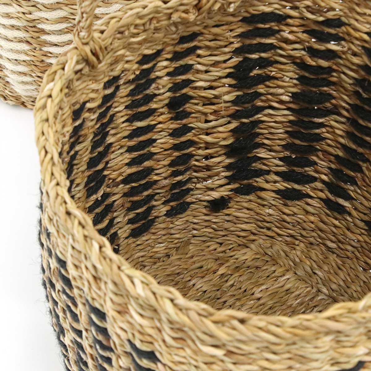 かごバッグ Uシェイプバスケット M L 2個組 持ち手 ( バスケット カゴ 収納 小物収納 ジュート シーグラス ハンドメイド 籠 小物ケース 収納バスケット 麻 水草 ナチュラル 手編み 手作り )