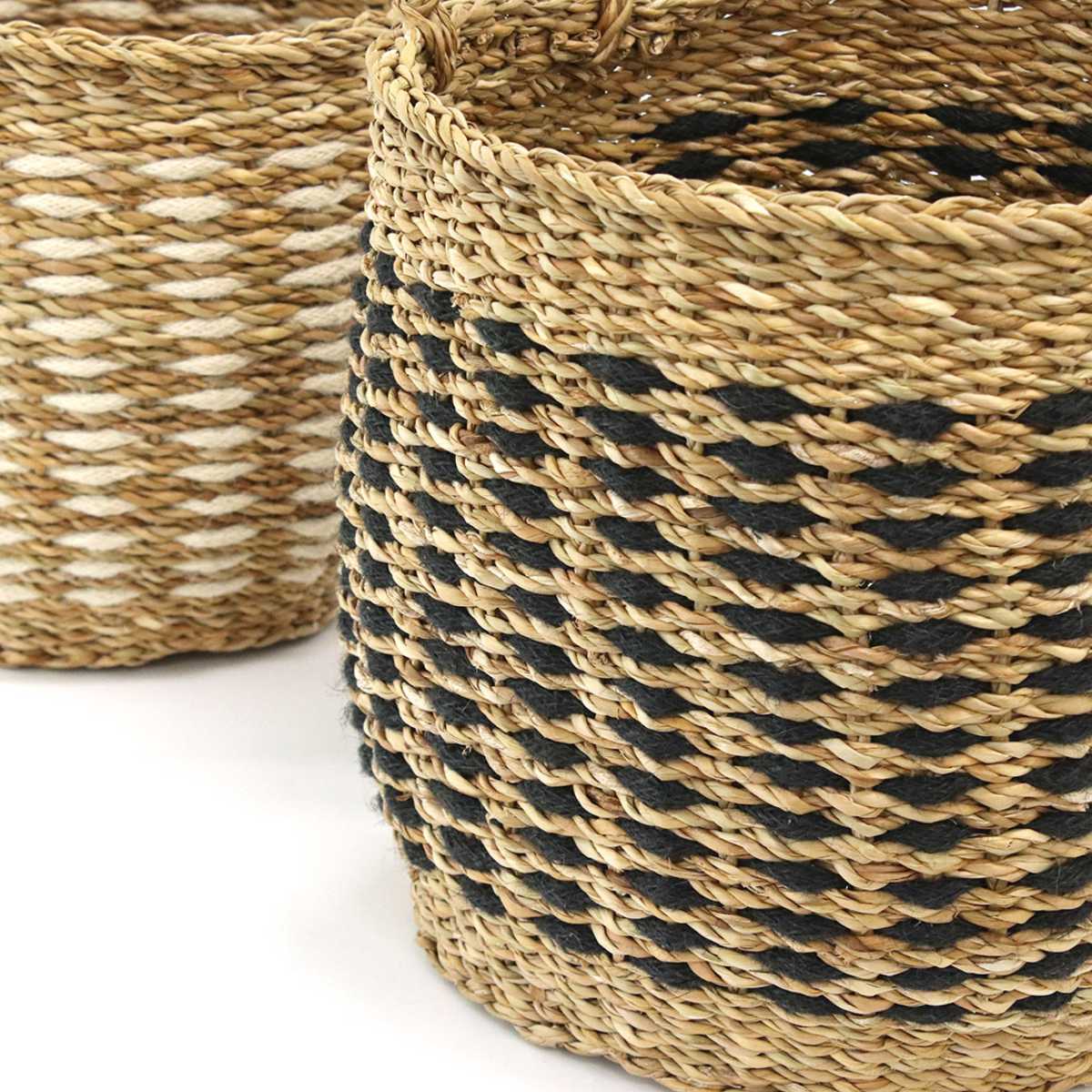 かごバッグ Uシェイプバスケット M L 2個組 持ち手 ( バスケット カゴ 収納 小物収納 ジュート シーグラス ハンドメイド 籠 小物ケース 収納バスケット 麻 水草 ナチュラル 手編み 手作り )