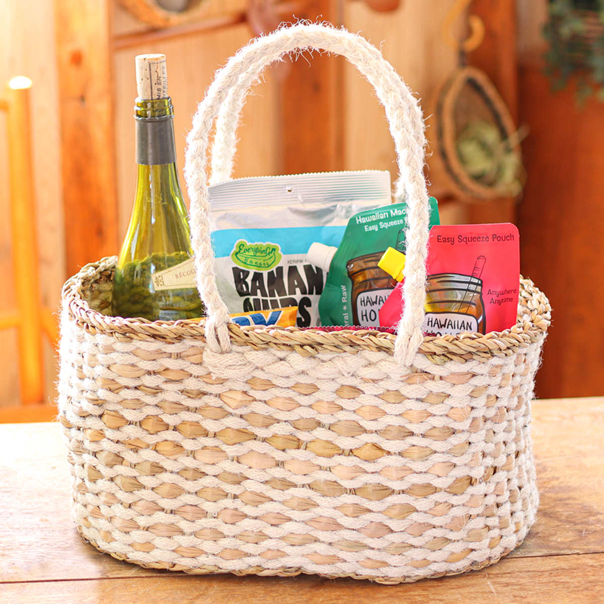 かご オーバル ロングハンドルバスケット 持ち手 （ バスケット カゴ 収納 小物収納 ジュート シーグラス ハンドメイド 籠 小物ケース 収納バスケット 麻 水草 ナチュラル 手編み 手作り ）