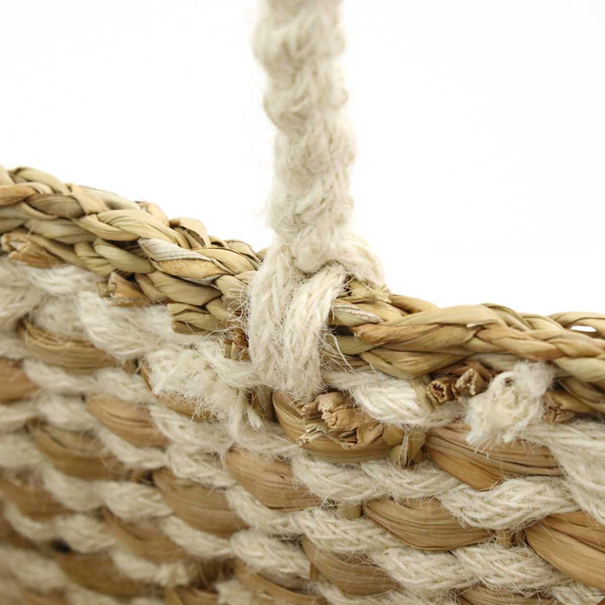 かご オーバル ロングハンドルバスケット 持ち手 ( バスケット カゴ 収納 小物収納 ジュート シーグラス ハンドメイド 籠 小物ケース 収納バスケット 麻 水草 ナチュラル 手編み 手作り )