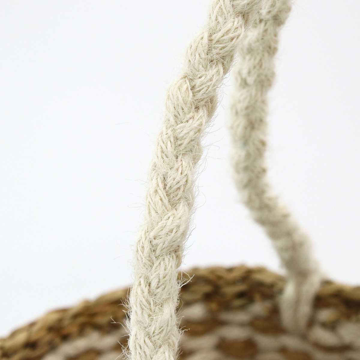 かご オーバル ロングハンドルバスケット 持ち手 ( バスケット カゴ 収納 小物収納 ジュート シーグラス ハンドメイド 籠 小物ケース 収納バスケット 麻 水草 ナチュラル 手編み 手作り )