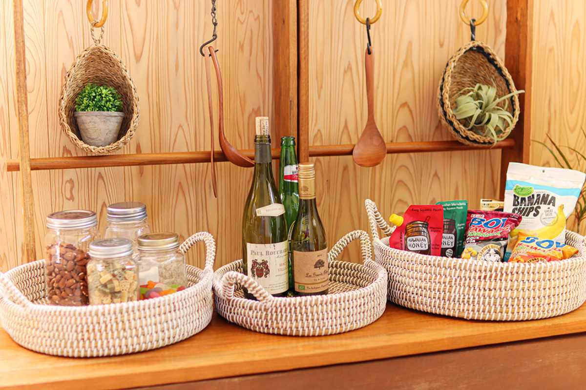 かご ラウンドバスケット S M L 3個組 持ち手 ( バスケット カゴ 収納 小物収納 シーグラス ハンドメイド 籠 小物ケース 収納バスケット トレー トレイ 水草 ナチュラル 手編み 手作り )