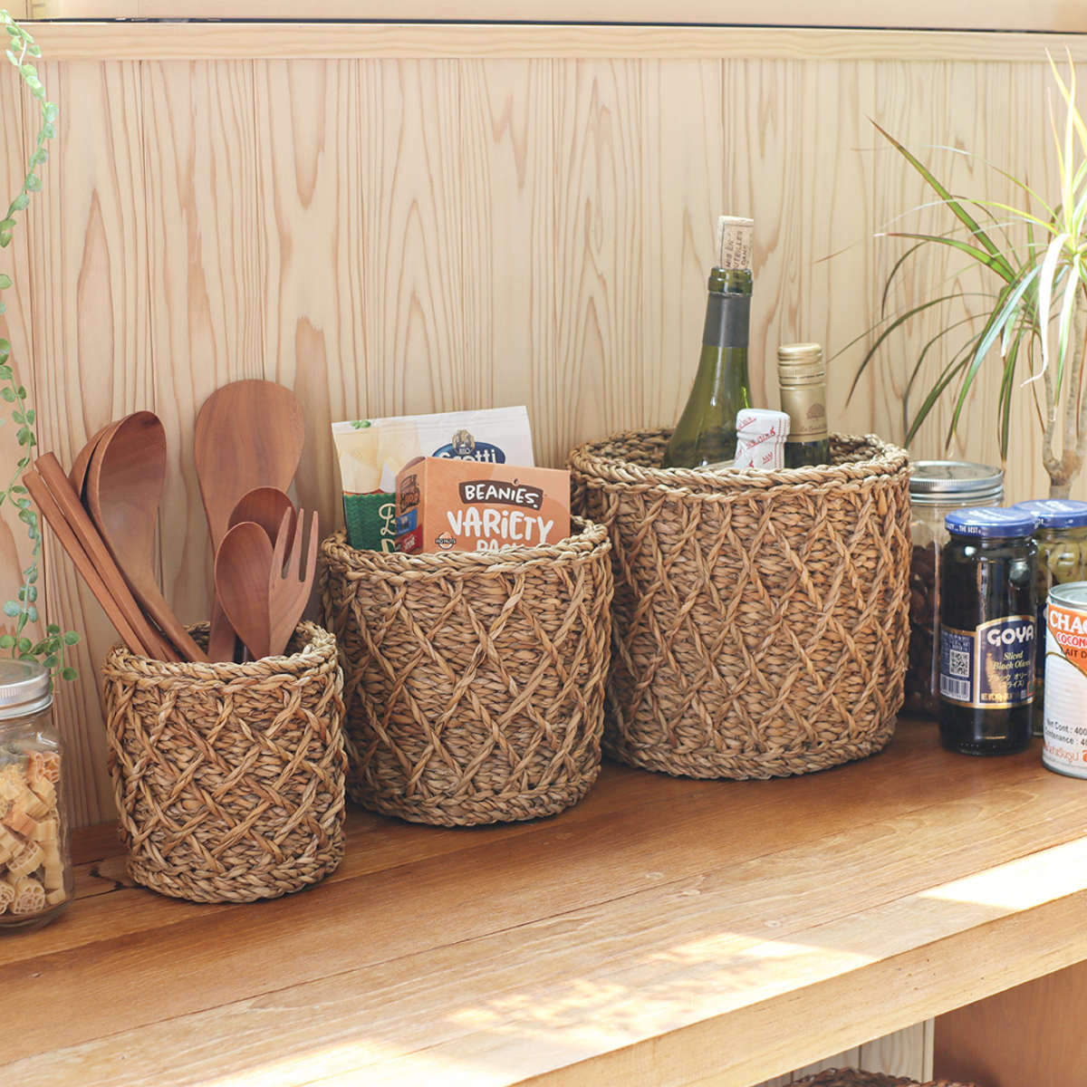 かご バスケット 3個組 ラティス 小物入れ S M L （ カゴ 収納 小物