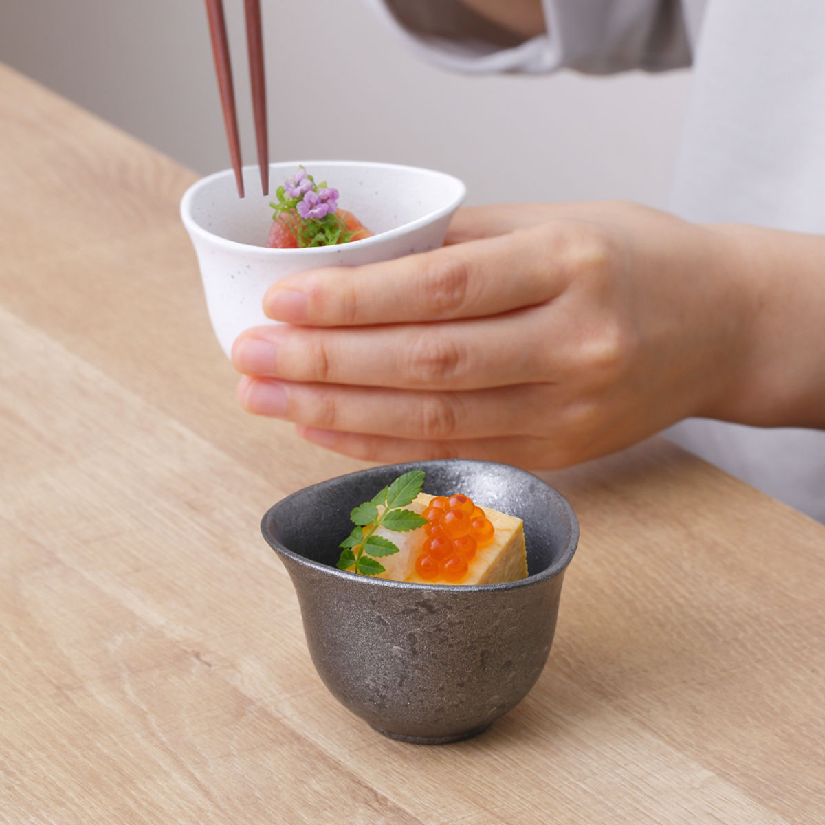茶碗 むすび碗 中 ( 7.5cm 食洗機対応 電子レンジ対応 アルミ 陶器風 ボウル 小鉢 鉢 器 うつわ 皿 深皿 食器 日本製 軽い 割れにくい 丈夫 おしゃれ 和モダン 和食器 和食 ) 【黒釉】 黒釉