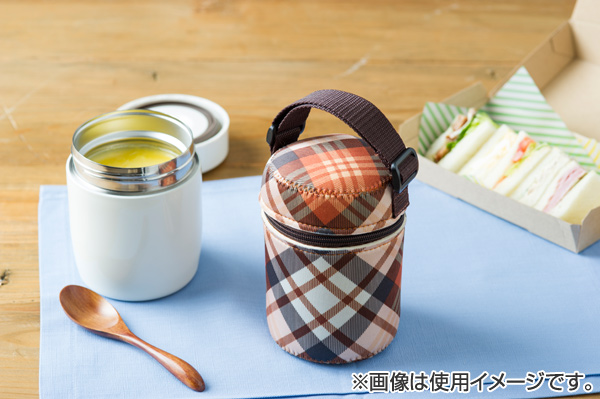 スープジャーケース ジャーカバー Lサイズ tone トーン ドットホワイト ( ポーチ ケース スープジャー 持ち手付き カバー 持ち運び用 スープ ) 【ドットネイビー】 ドットネイビー