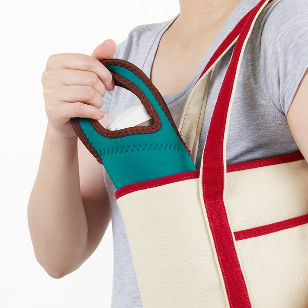 水筒 カバー ボトルカバー tone トーン Lサイズ 持ち手 チェックブラック ( ケース ボトル ペットボトルホルダー マイボトルカバー マグボトルカバー 保冷 保温 ) 【フラワーグリーン】 フラワーグリーン